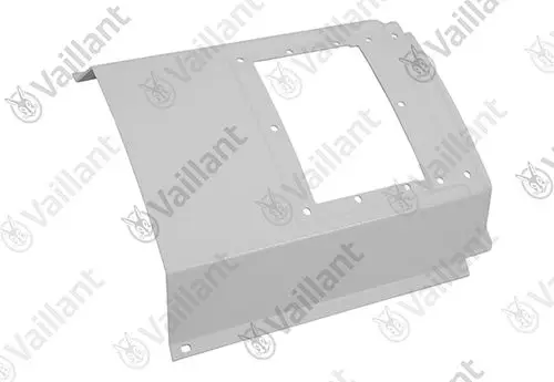 Vaillant Metallmantel mit Aussparungen, der für die oberen Vorderseitenmontage des Geräts konzipiert ist. Oberfläche in neutraler Farbe.